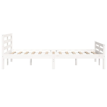 Bed Frame without Mattress White Solid Wood 135x190 cm Double Double