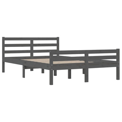 Bed Frame without Mattress Grey Solid Wood 140x190 cm