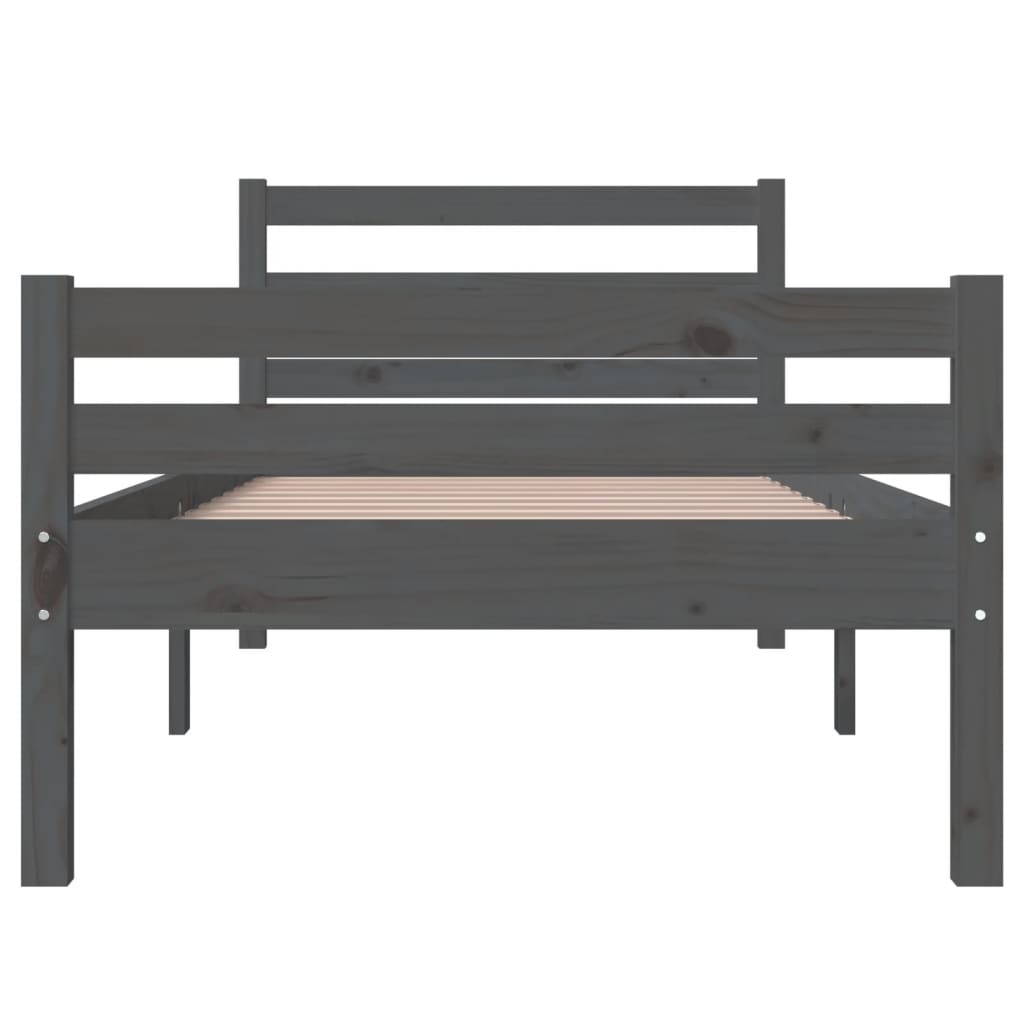 Bed Frame without Mattress Grey Solid Wood 100x200 cm
