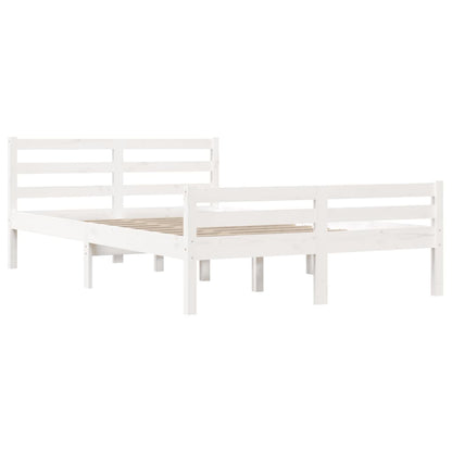 Bed Frame without Mattress White Solid Wood 140x200 cm