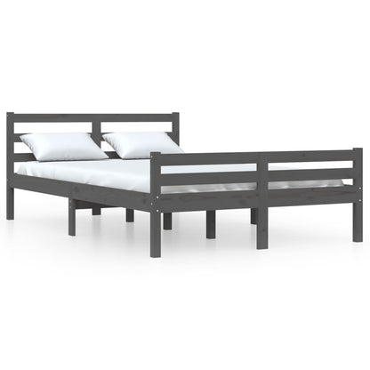 Bed Frame without Mattress Grey Solid Wood 150x200 cm King Size King Size