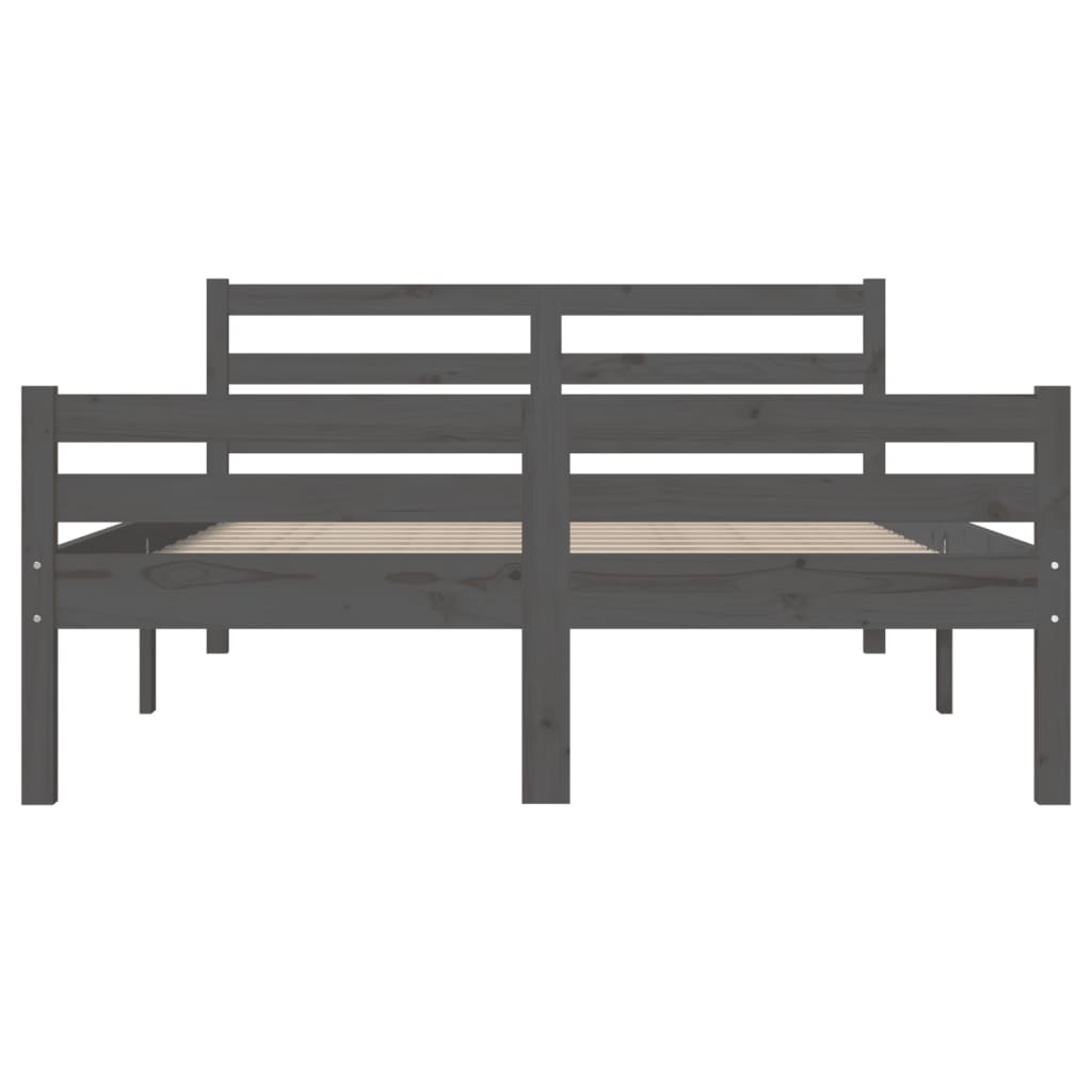 Bed Frame without Mattress Grey Solid Wood 150x200 cm King Size King Size