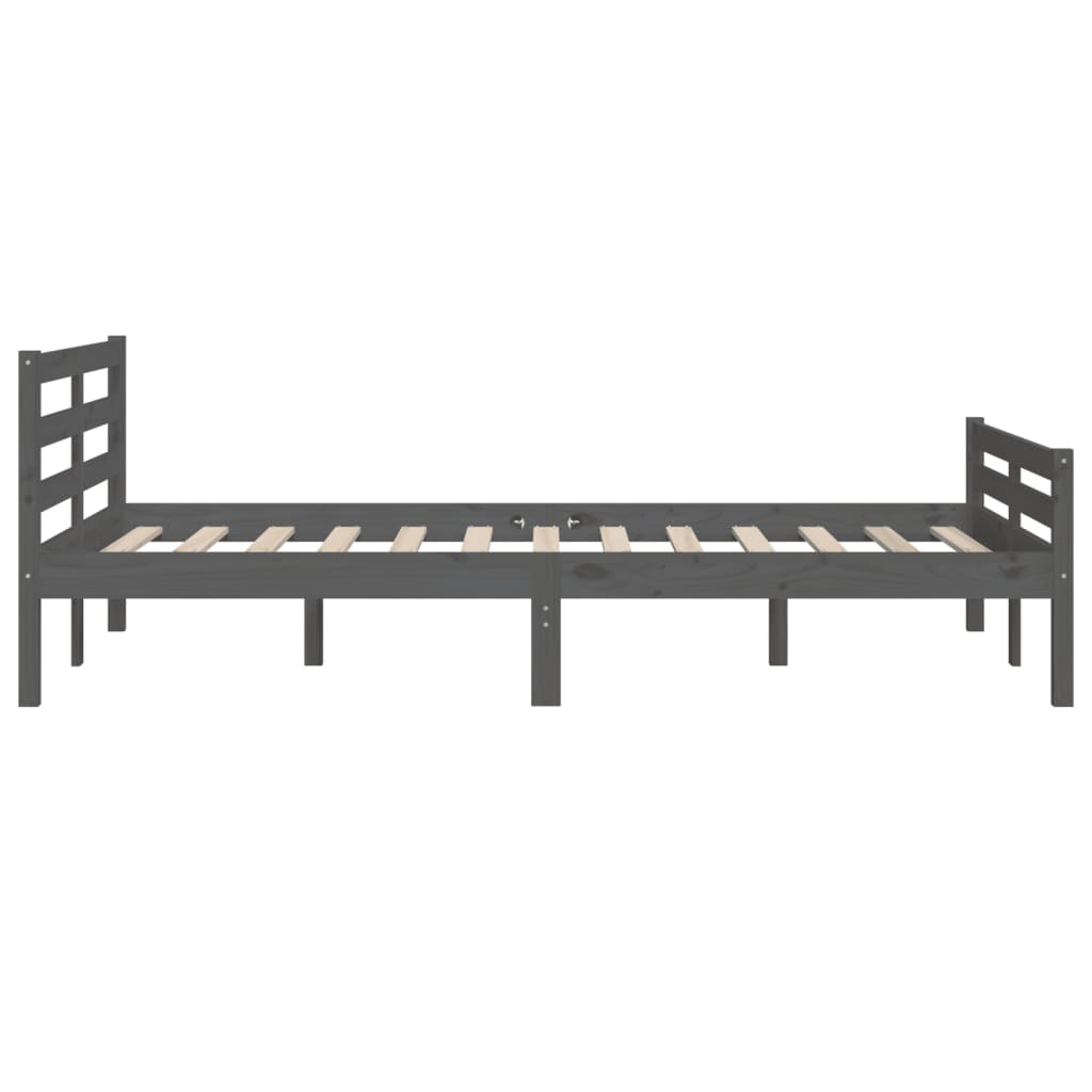 Bed Frame without Mattress Grey Solid Wood 150x200 cm King Size King Size