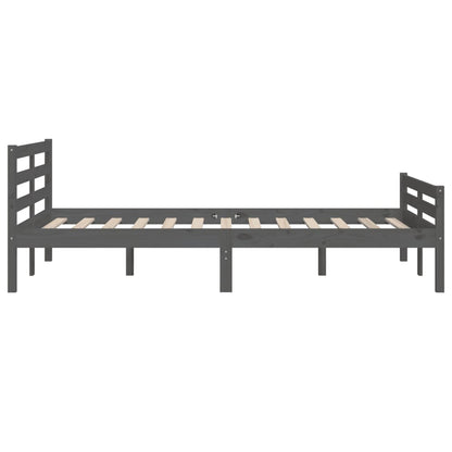 Bed Frame without Mattress Grey Solid Wood 150x200 cm King Size King Size