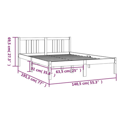 Bed Frame without Mattress Solid Wood 135x190 cm Double Double