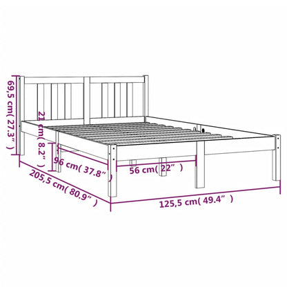 Bed Frame without Mattress Grey Solid Wood 120x200 cm