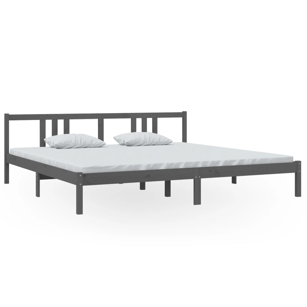 Bed Frame without Mattress Grey Solid Wood 200x200 cm