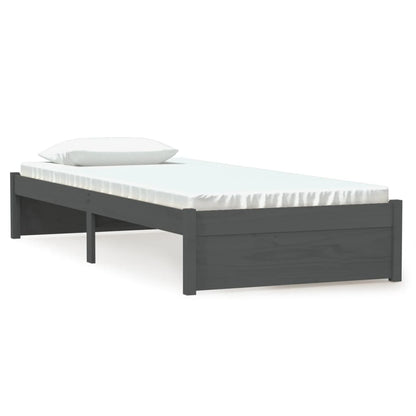 Bed Frame without Mattress Grey Solid Wood 75x190 cm Small Single Small Single
