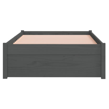 Bed Frame without Mattress Grey Solid Wood 75x190 cm Small Single Small Single