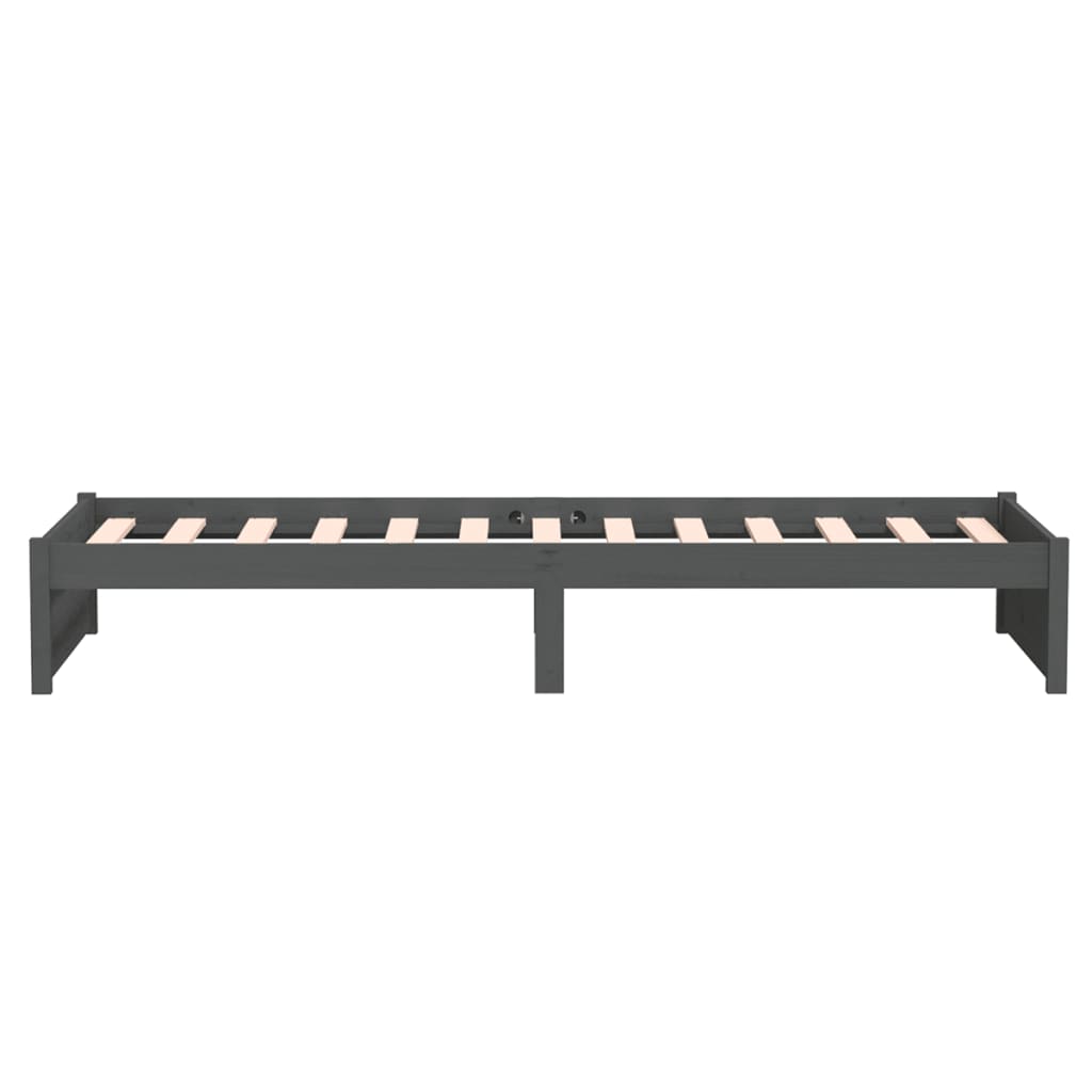 Bed Frame without Mattress Grey Solid Wood 75x190 cm Small Single Small Single