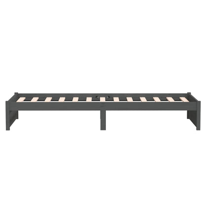 Bed Frame without Mattress Grey Solid Wood 75x190 cm Small Single Small Single