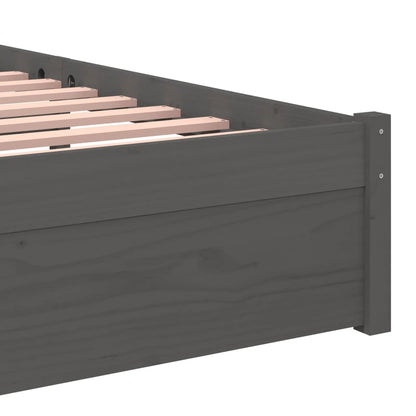 Bed Frame without Mattress Grey Solid Wood 75x190 cm Small Single Small Single