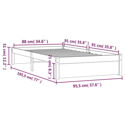 Bed Frame without Mattress White Solid Wood 90x190 cm Single Single