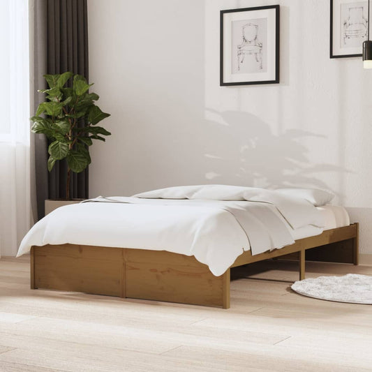 Bed Frame without Mattress Honey Brown Solid Wood 120x190 cm Small Double