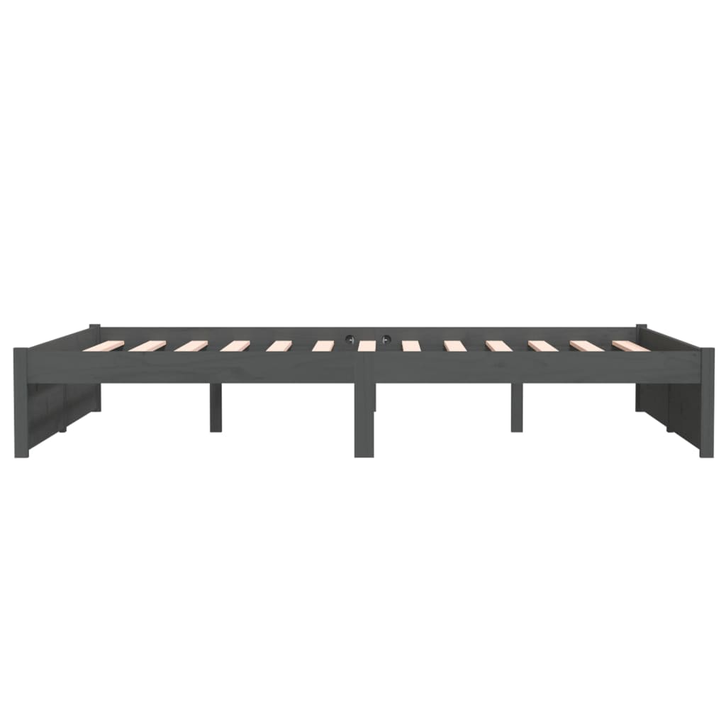 Bed Frame without Mattress Grey Solid Wood 135x190 cm Double Double