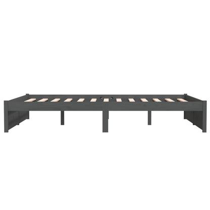 Bed Frame without Mattress Grey Solid Wood 135x190 cm Double Double