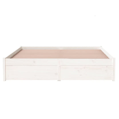 Bed Frame without Mattress White Solid Wood 140x190 cm