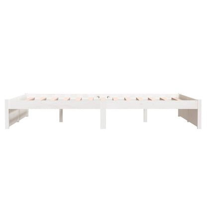 Bed Frame without Mattress White Solid Wood 140x190 cm