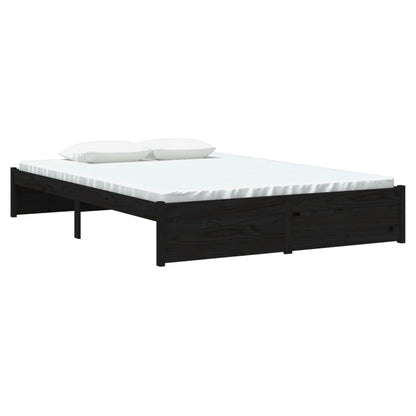 Bed Frame without Mattress Black Solid Wood 140x190 cm