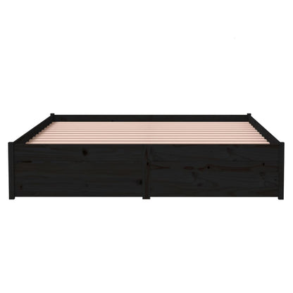 Bed Frame without Mattress Black Solid Wood 140x190 cm