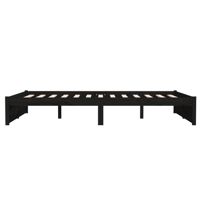 Bed Frame without Mattress Black Solid Wood 140x190 cm
