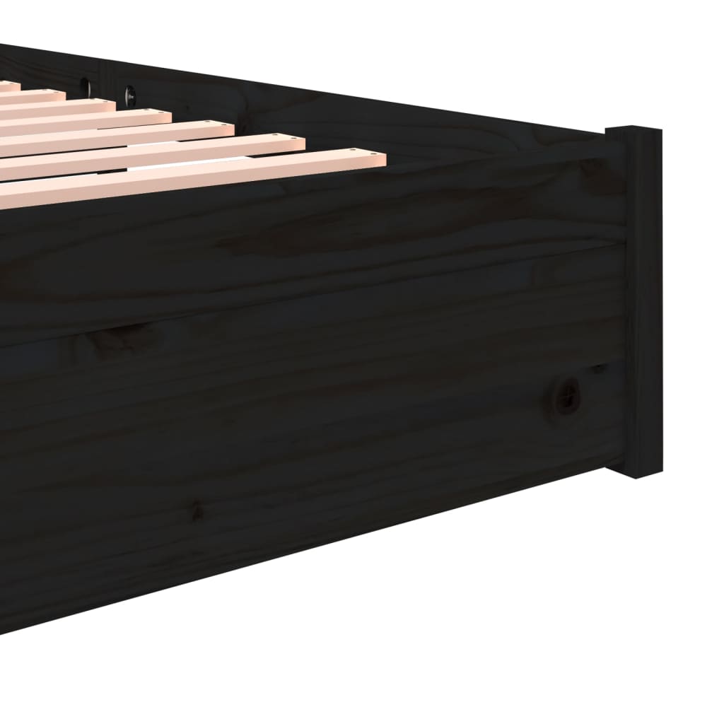 Bed Frame without Mattress Black Solid Wood 140x190 cm
