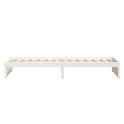 Bed Frame without Mattress White Solid Wood 90x200 cm