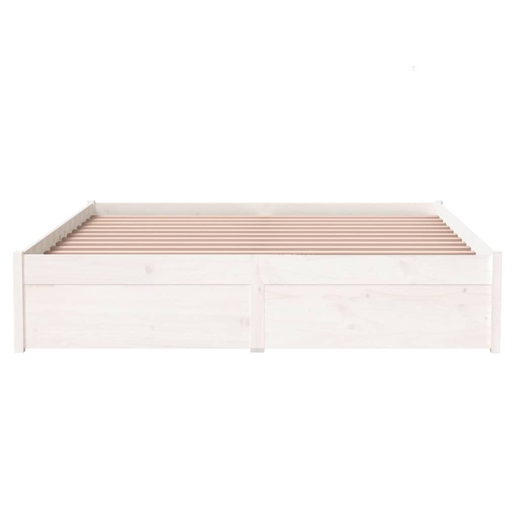 Bed Frame without Mattress White Solid Wood 140x200 cm