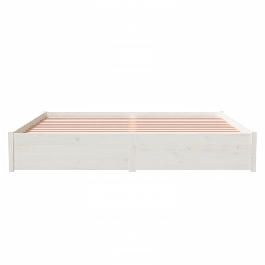 Bed Frame without Mattress White Solid Wood 180x200 cm Super King