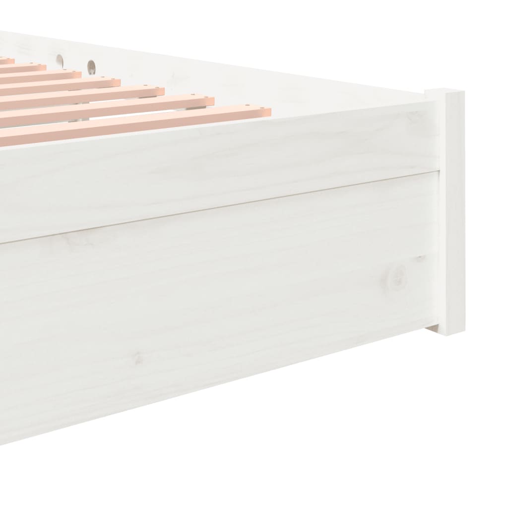 Bed Frame without Mattress White Solid Wood 180x200 cm Super King