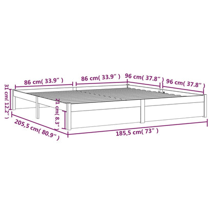 Bed Frame without Mattress White Solid Wood 180x200 cm Super King