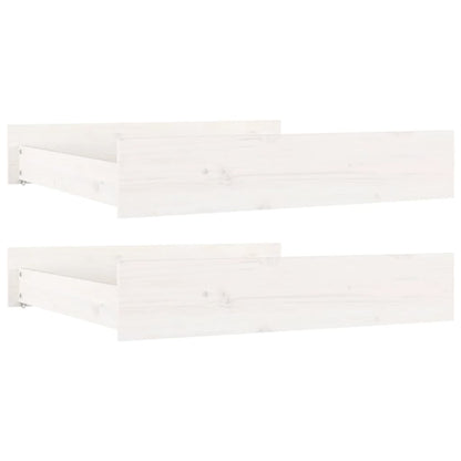 Bed Drawers 2 pcs White Solid Wood Pine
