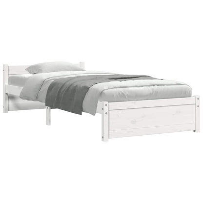 Bed Frame without Mattress White Solid Wood 75x190 cm Small Single