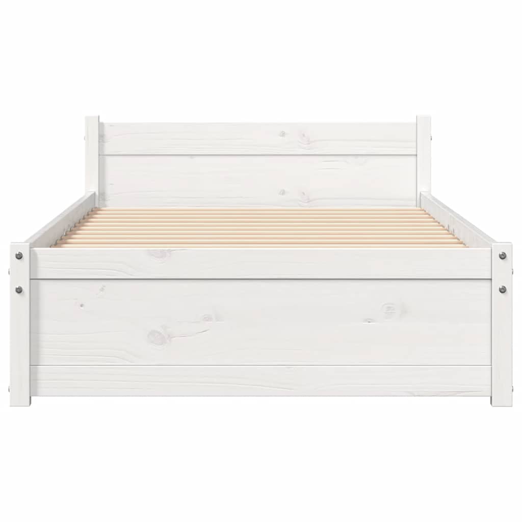 Bed Frame without Mattress White Solid Wood 75x190 cm Small Single
