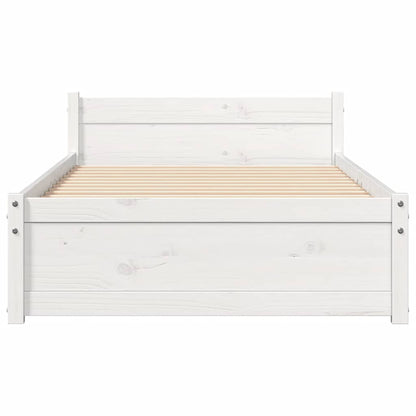 Bed Frame without Mattress White Solid Wood 75x190 cm Small Single