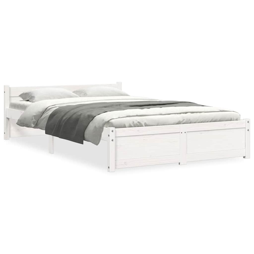 Bed Frame without Mattress White Solid Wood 120x190 cm Small Double