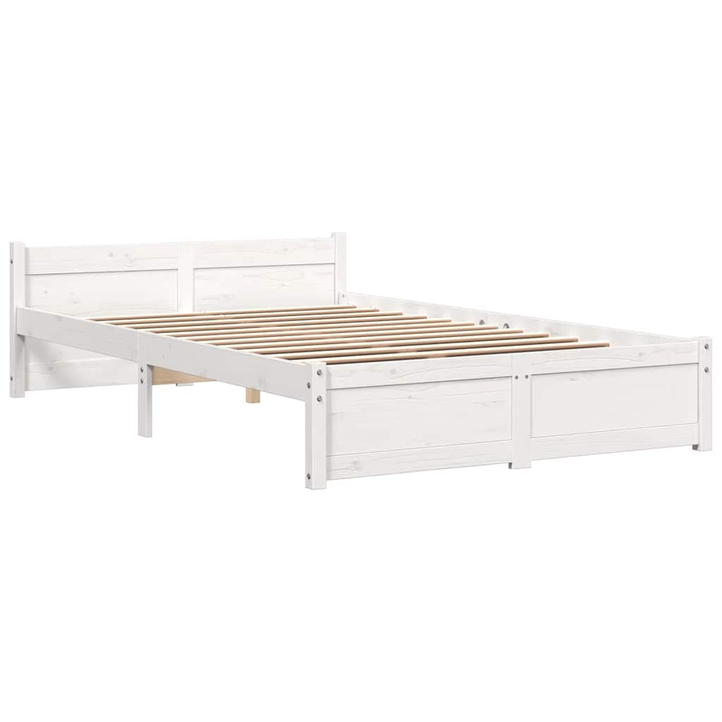 Bed Frame without Mattress White Solid Wood 120x190 cm Small Double