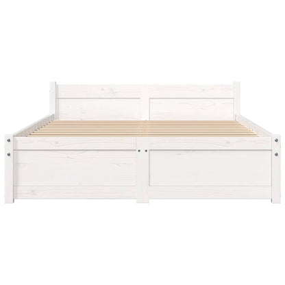 Bed Frame without Mattress White Solid Wood 120x190 cm Small Double