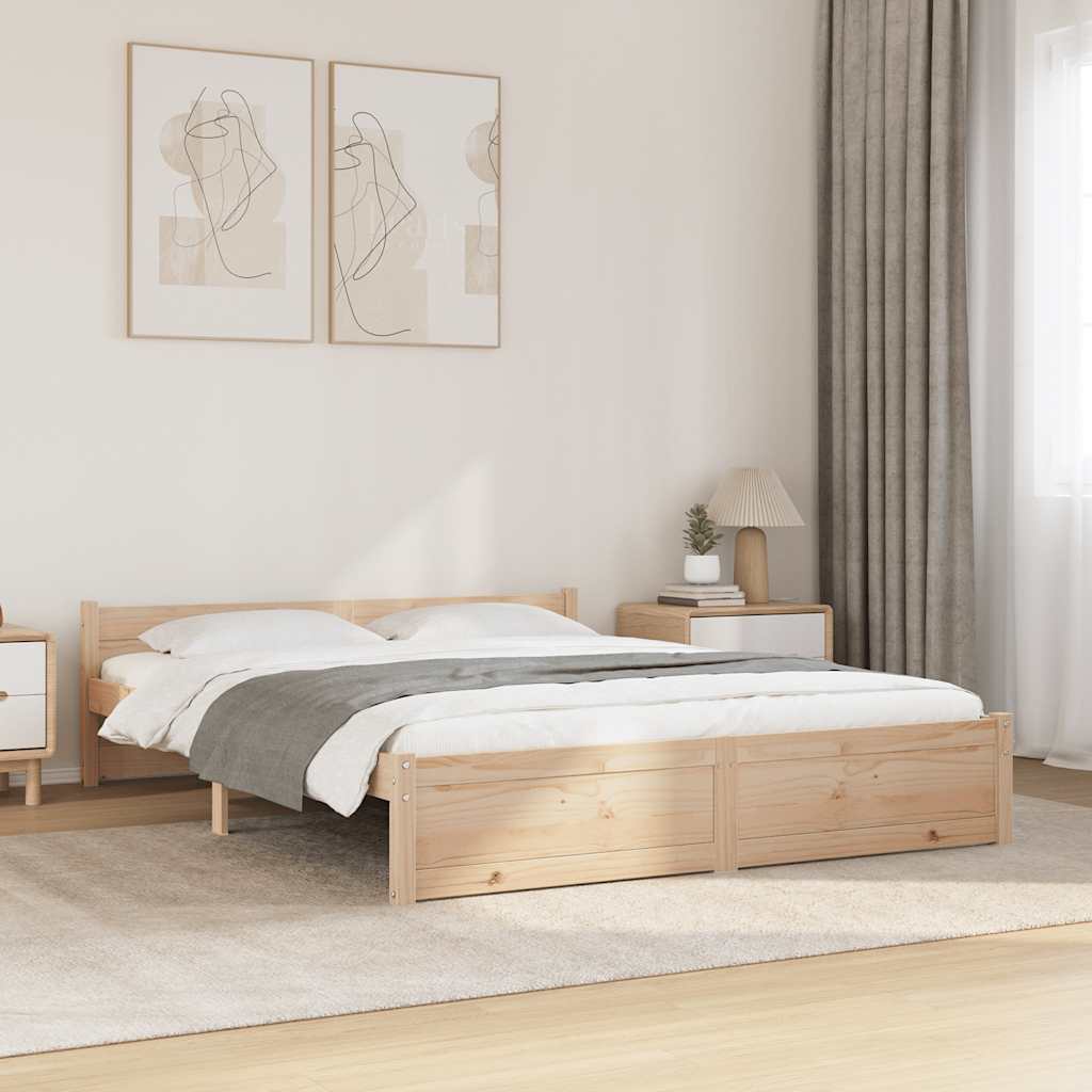 Bed Frame without Mattress Solid Wood 135x190 cm Double Double