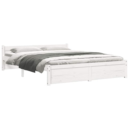 Bed Frame without Mattress White Solid Wood 135x190 cm Double Double