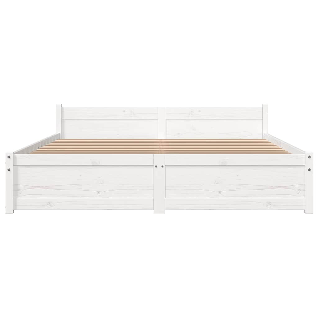 Bed Frame without Mattress White Solid Wood 135x190 cm Double Double