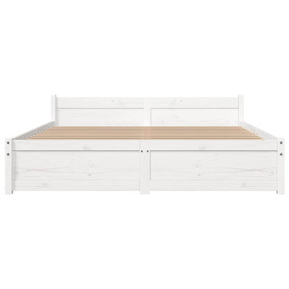 Bed Frame without Mattress White Solid Wood 135x190 cm Double Double