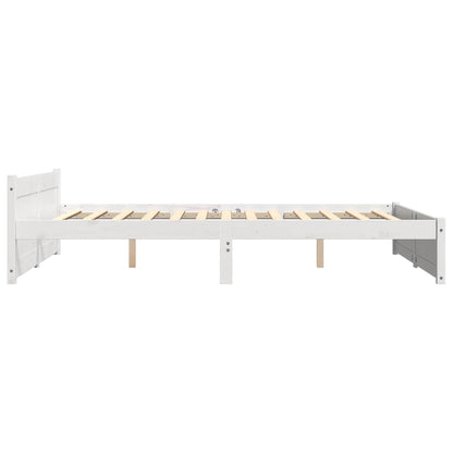 Bed Frame without Mattress White Solid Wood 135x190 cm Double Double