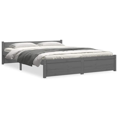 Bed Frame without Mattress Grey Solid Wood 135x190 cm Double Double