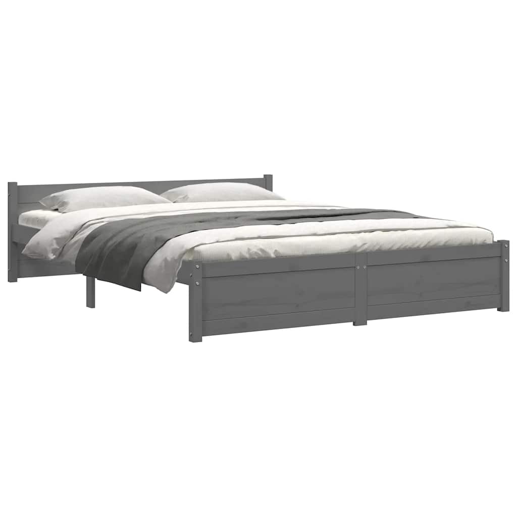 Bed Frame without Mattress Grey Solid Wood 135x190 cm Double Double