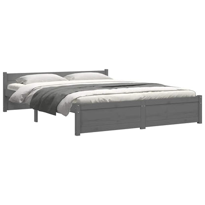 Bed Frame without Mattress Grey Solid Wood 135x190 cm Double Double