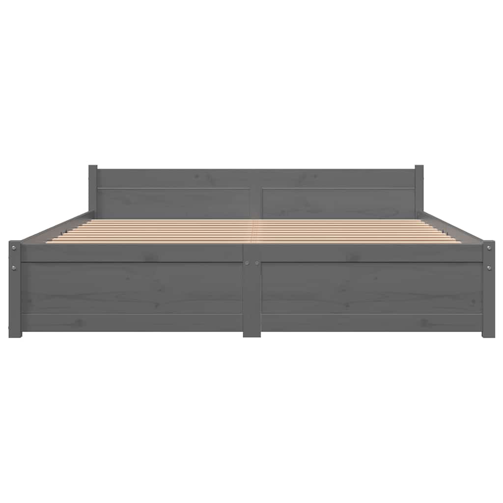 Bed Frame without Mattress Grey Solid Wood 135x190 cm Double Double