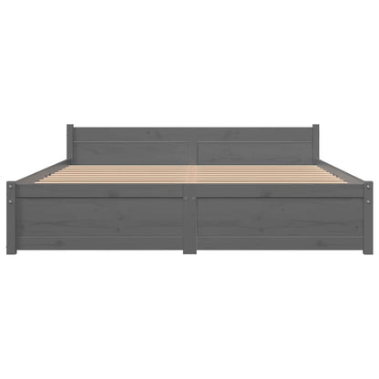 Bed Frame without Mattress Grey Solid Wood 135x190 cm Double Double