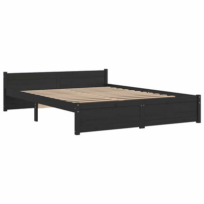 Bed Frame without Mattress Black Solid Wood 135x190 cm Double Double