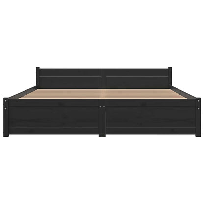 Bed Frame without Mattress Black Solid Wood 135x190 cm Double Double